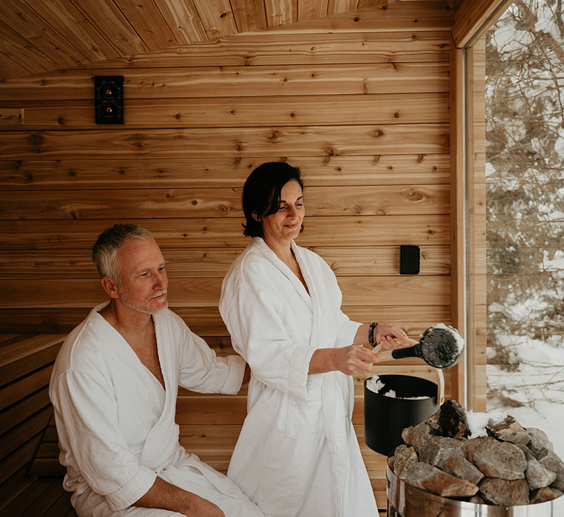 Couple Inside Sauna-winter