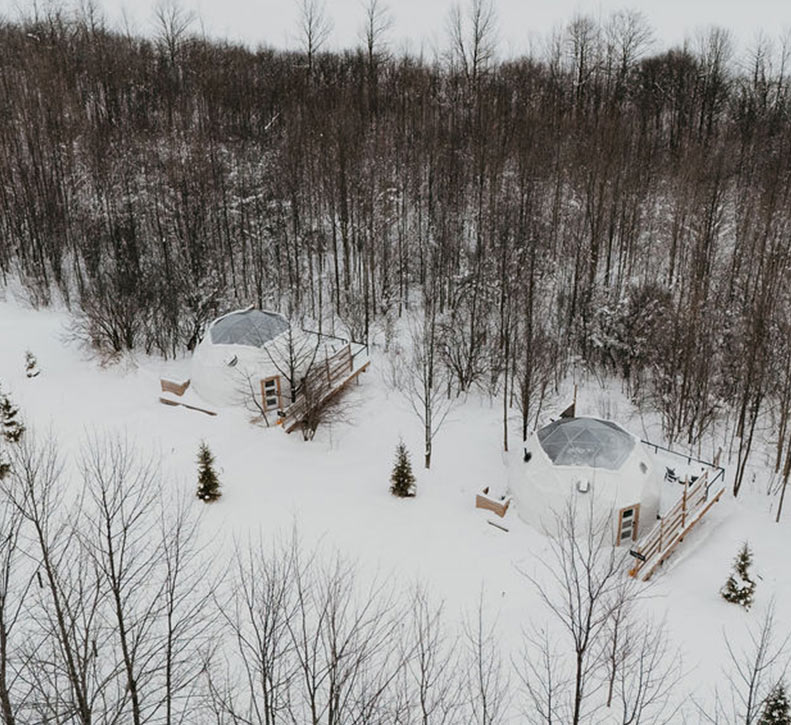 Forest Domes Winter Drone Shot